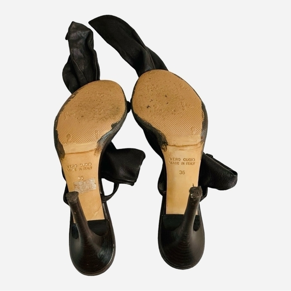 ICONE Chocolate Brown Leather Ankle Strap Stiletto Heels Made in Italy US6 EU36 - Picture 6 of 6